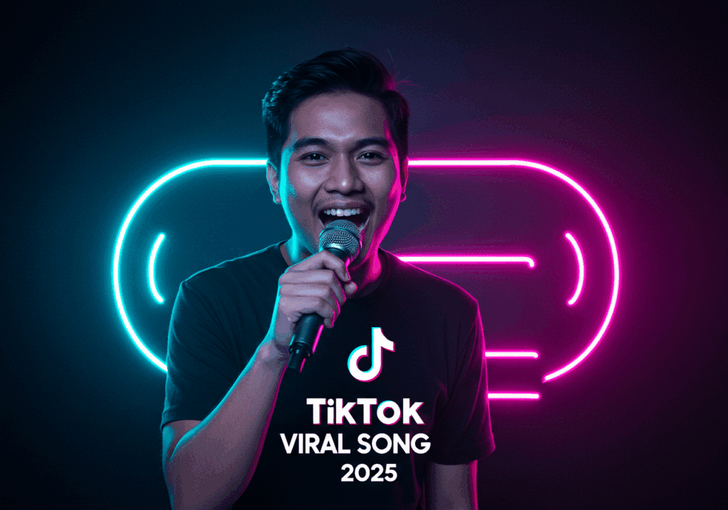 Sampul album lagu viral TikTok 2025 dengan penyanyi muda Indonesia.