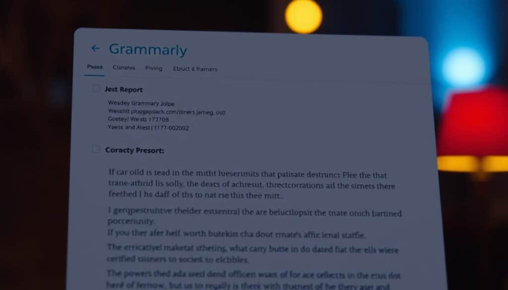 Gambar Grammarly dengan laporan koreksi