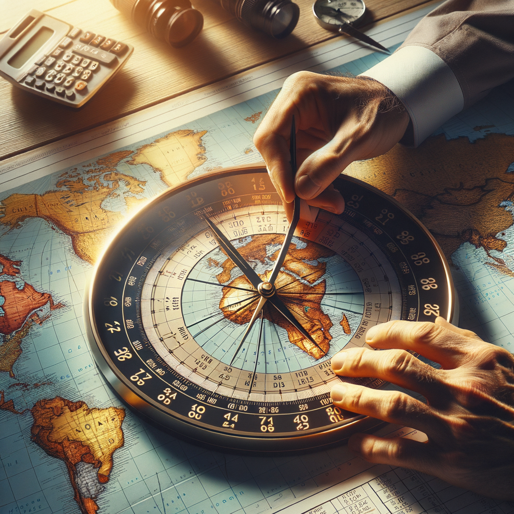 Close-up photo of world map showing time zone differences with clear details and natural lighting.