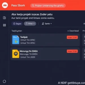 dashboard Asana yang menunjukkan alur kerja proyek lintas zona waktu